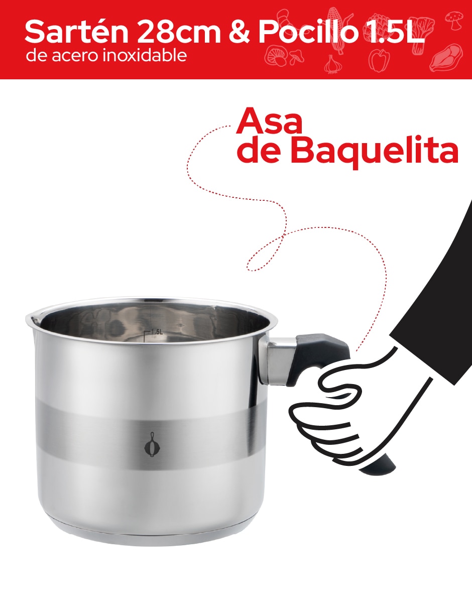 Sartén sin familia de Acero inoxidable 2 piezas 6