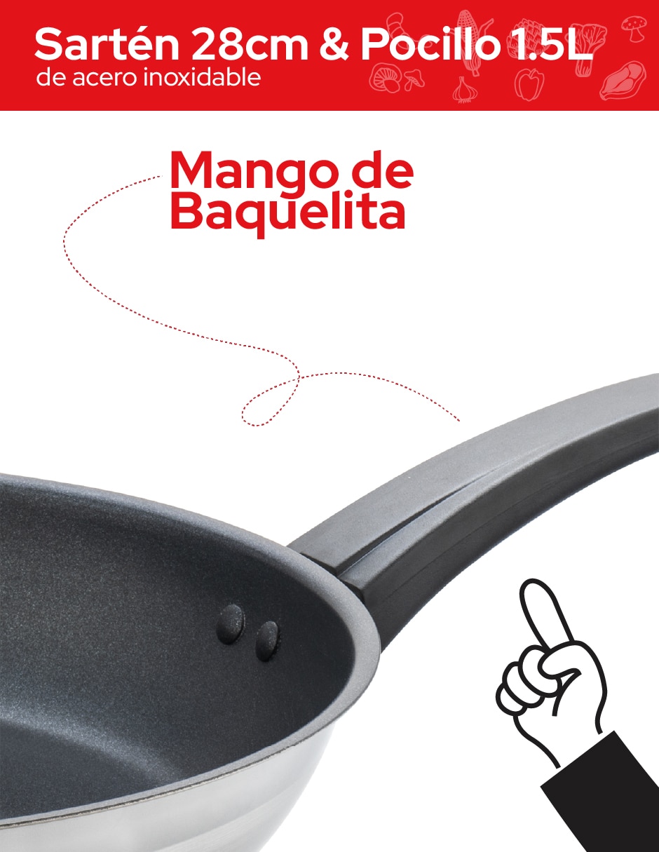 Sartén sin familia de Acero inoxidable 2 piezas 7