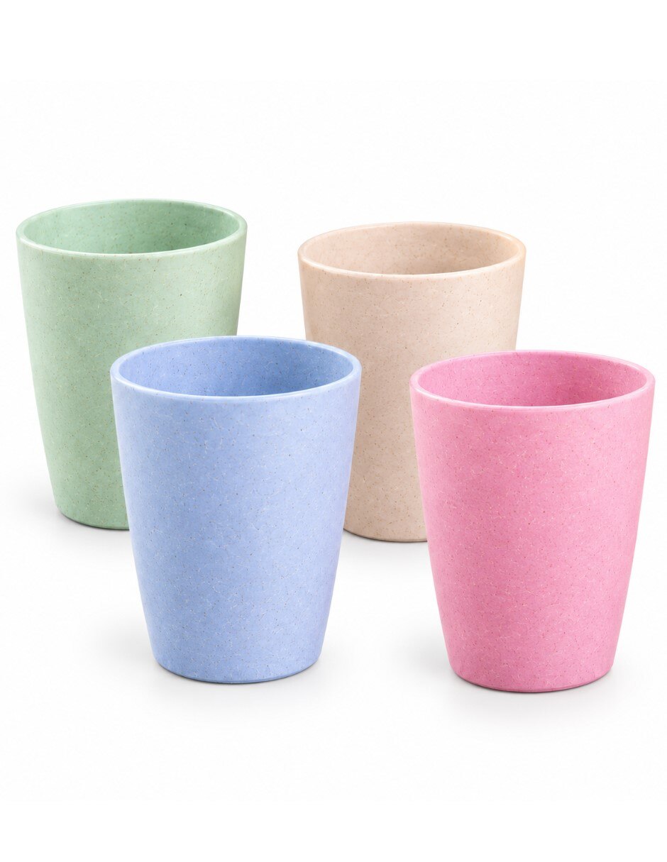 Vaso Para agua de Fibra de Trigo Multicolor de Mezcla de materiales con 4 piezas piezas