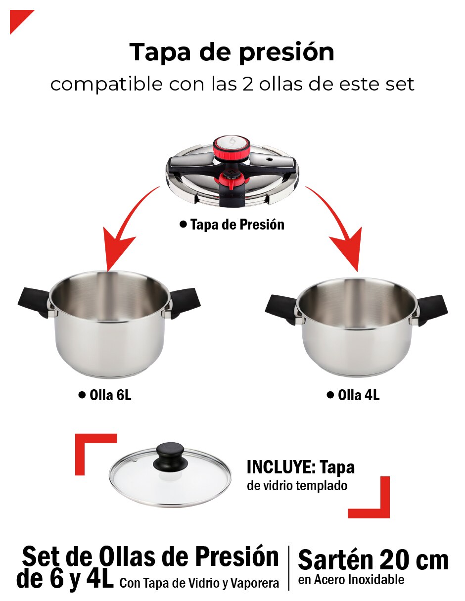 Set olla de presión sin familia 8