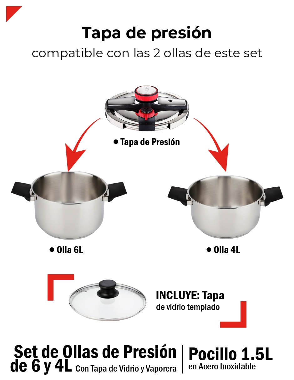 Set olla de presión sin familia 4