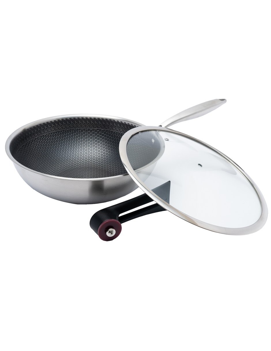 Sartén Wok de Acero inoxidable 5 piezas 6