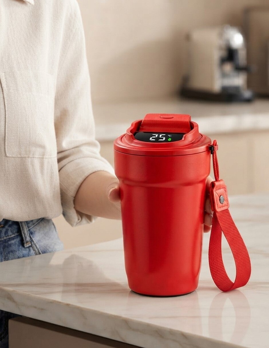 Termo de Acero inoxidable Lector de Temperatura con Pantalla Inteligente con tapa Flip top 6