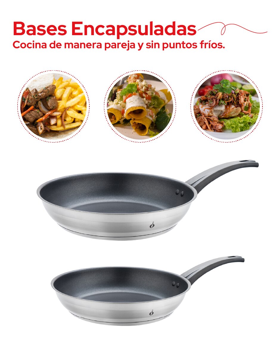 Set de sartenes sin familia de Acero inoxidable 2 piezas 5