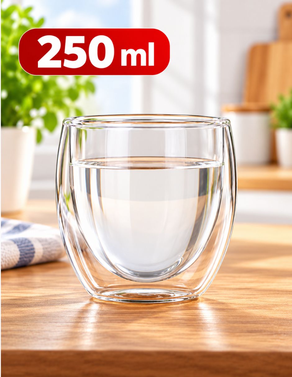 Vaso para agua de vidrio con 4 piezas