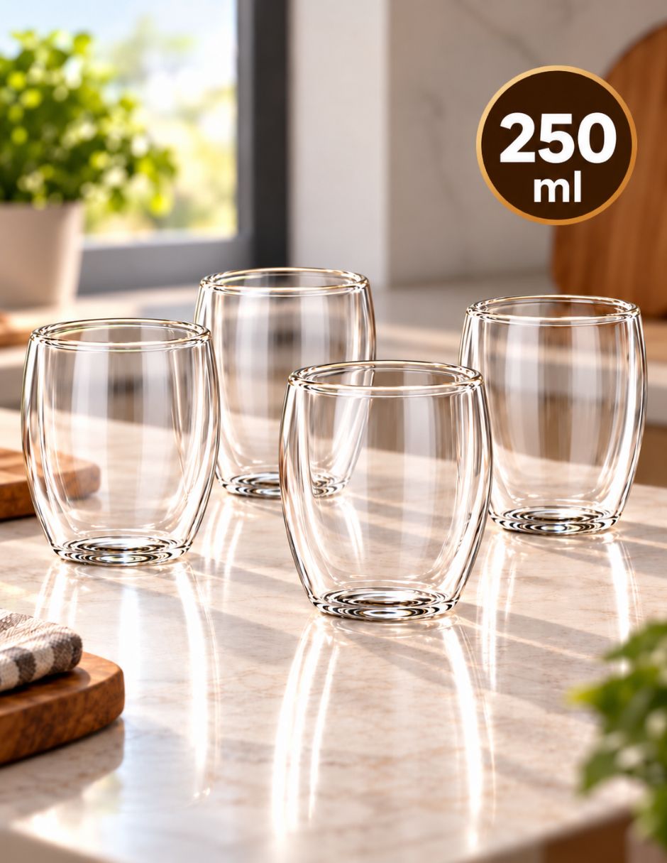 Vaso para agua de vidrio con 4 piezas