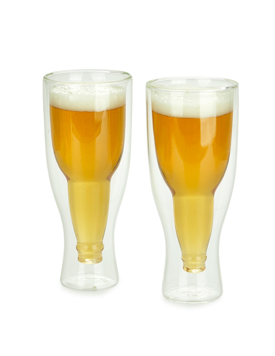 Vaso para cerveza de vidrio con 2 piezas