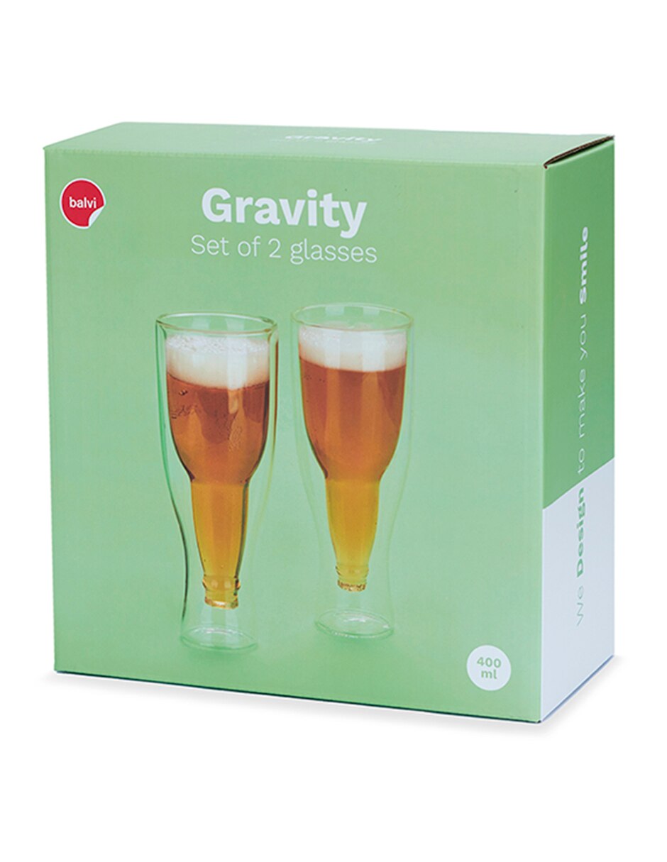 Vaso para cerveza de vidrio con 2 piezas