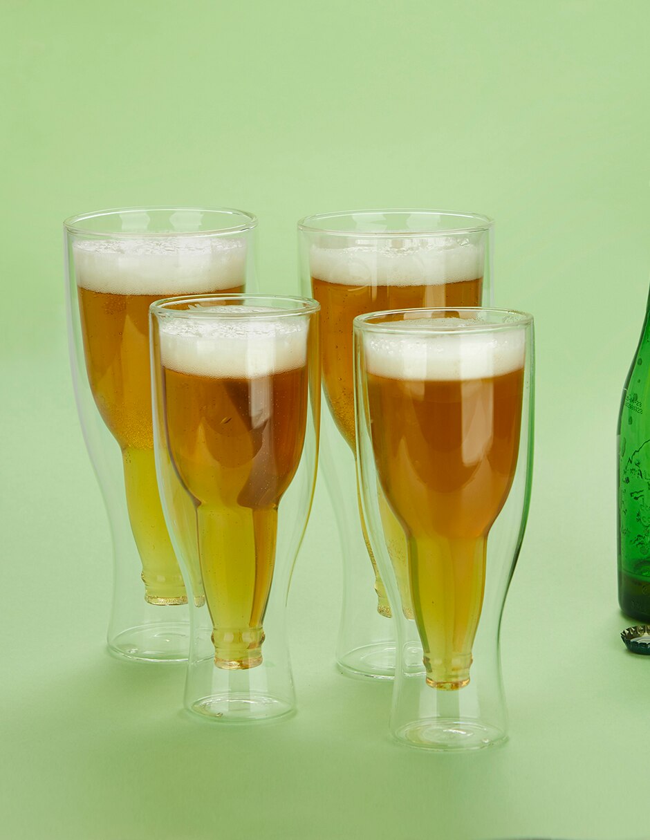 Vaso para cerveza de vidrio con 2 piezas