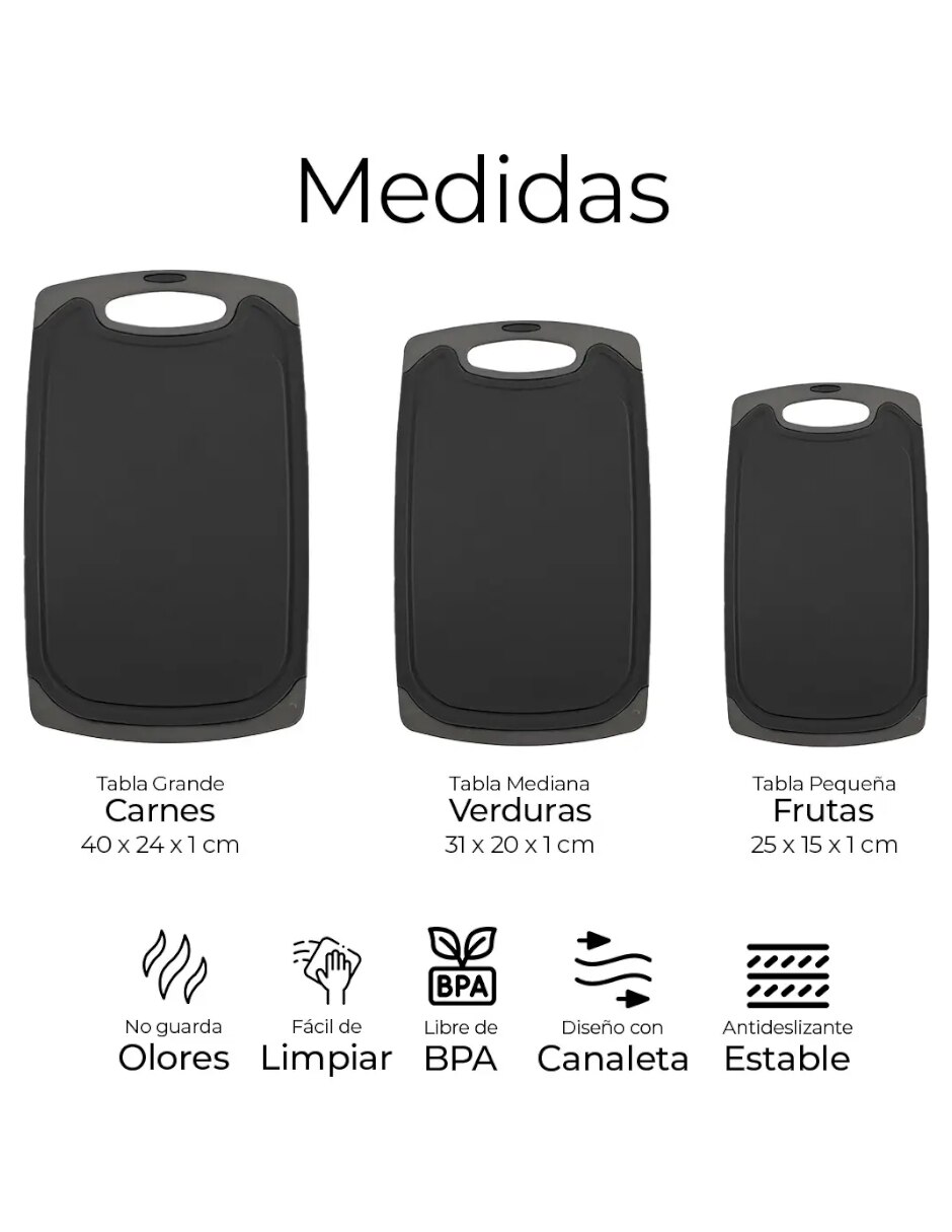 Set tabla para picar de plástico 5
