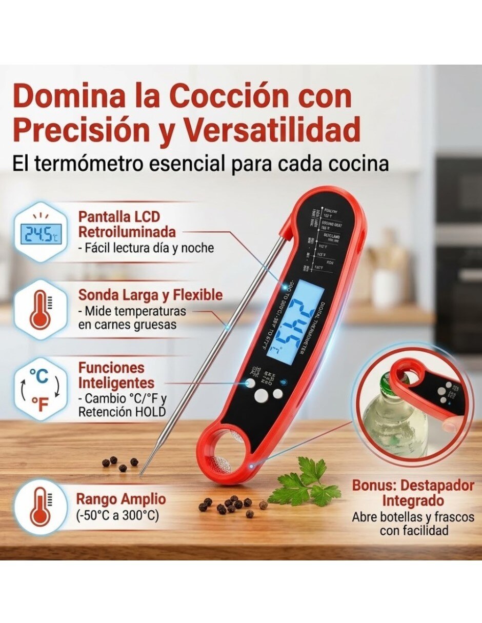 Termómetro digital para cocina lectura instantánea con pantalla digital 2