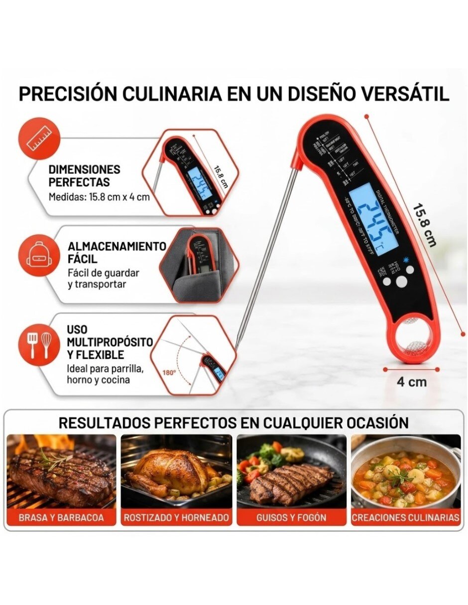Termómetro digital para cocina lectura instantánea con pantalla digital 5