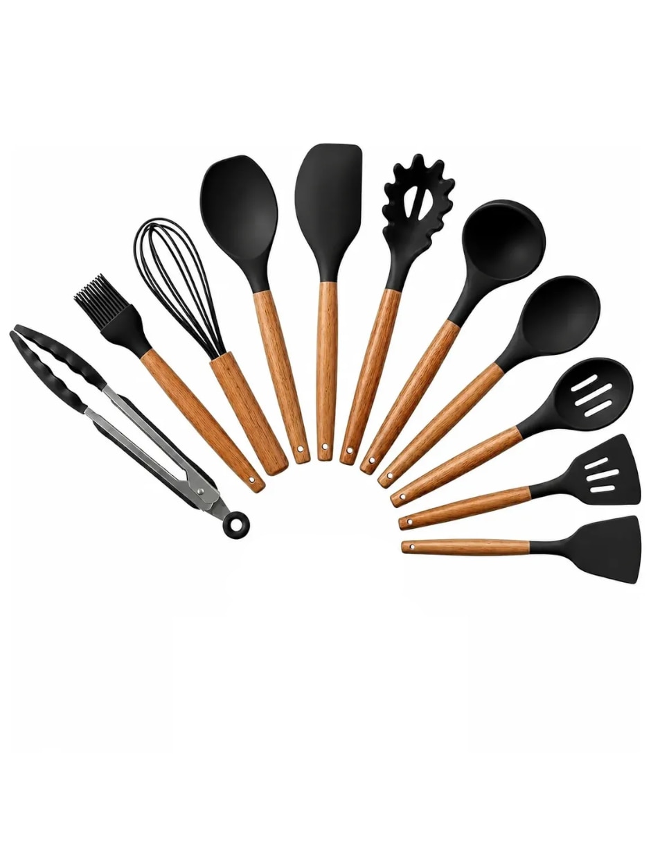 Set espátulas silicón y madera Set espátulas silicón y madera