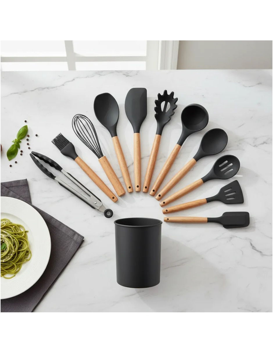Set espátulas silicón y madera 2